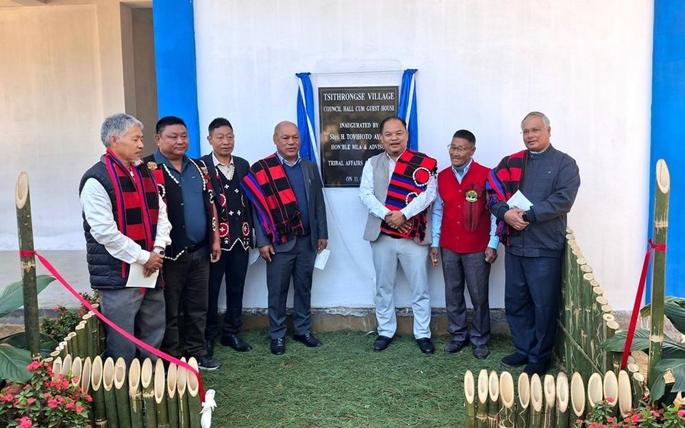MLA and Advisor H Tovihoto Ayemi with others during the inauguration of Tsithrongse Village Council Hall on January 11.